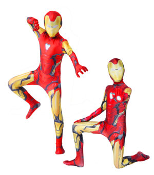 MARVEL Iron Man  Halloween Cosplay Bodysuit Costume Jumpsuit with Gloves and Detachable Mask